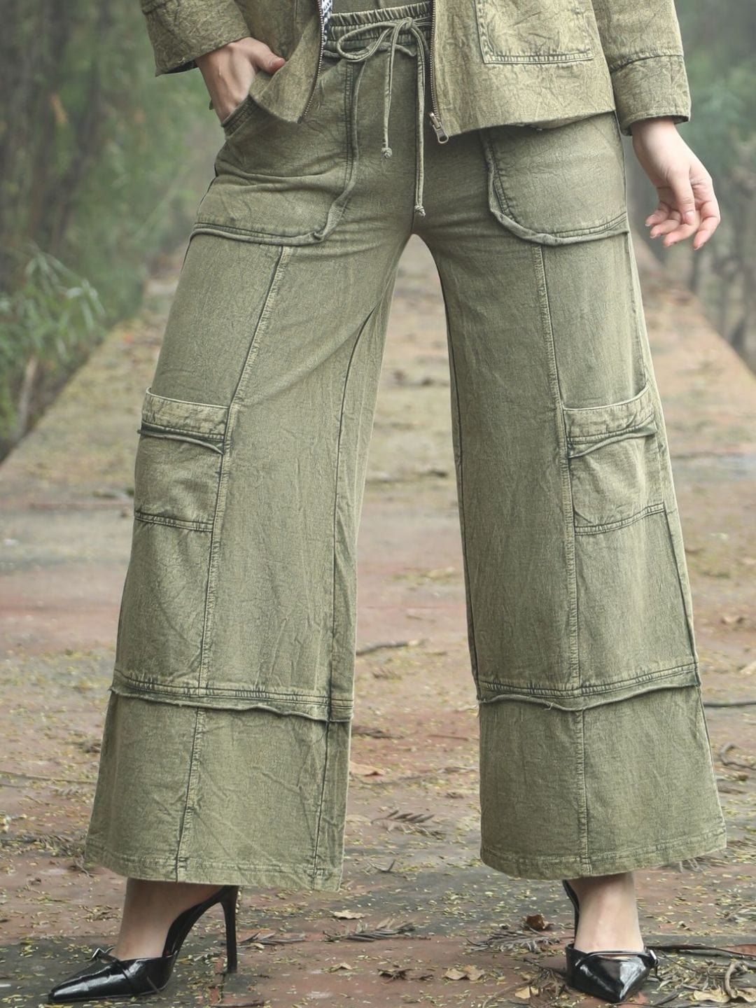 French Terry Knitted Pant โ Olive