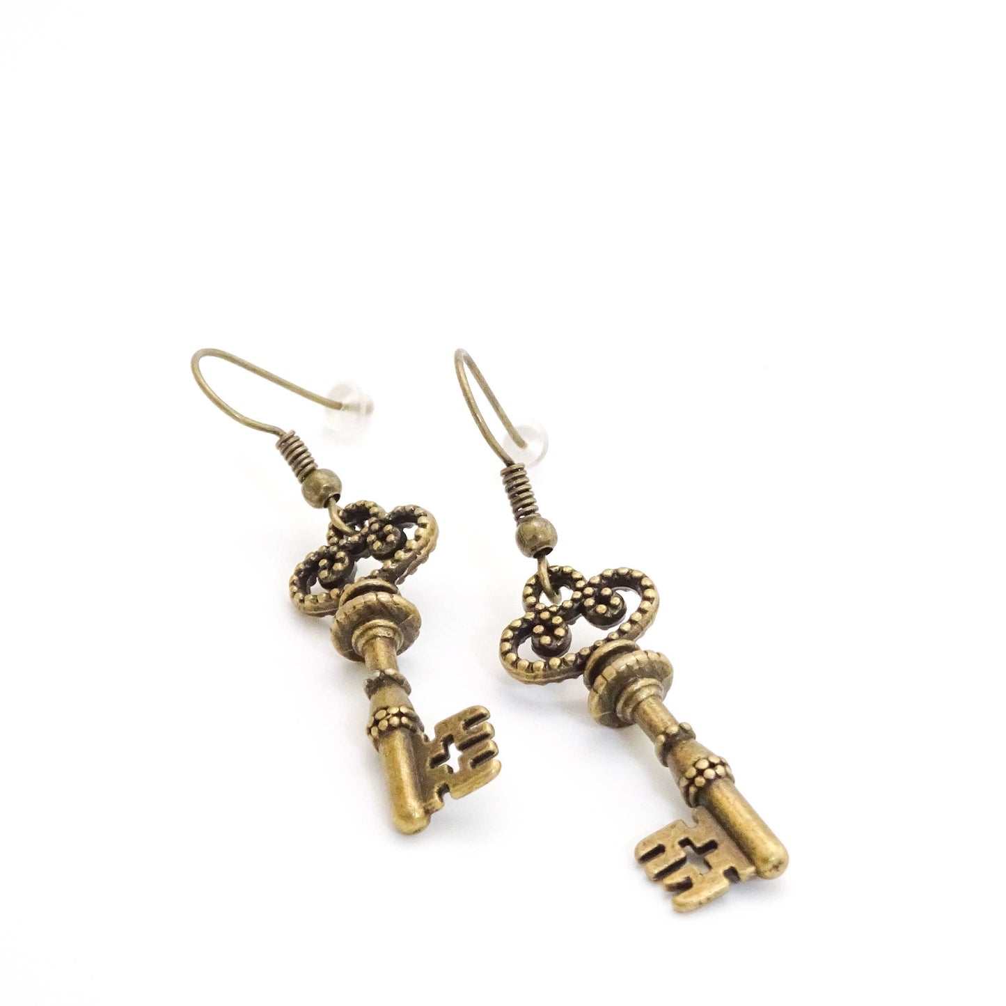 Skeleton Key Earrings | Lightweight Steampunk Keys - Antique Bronze