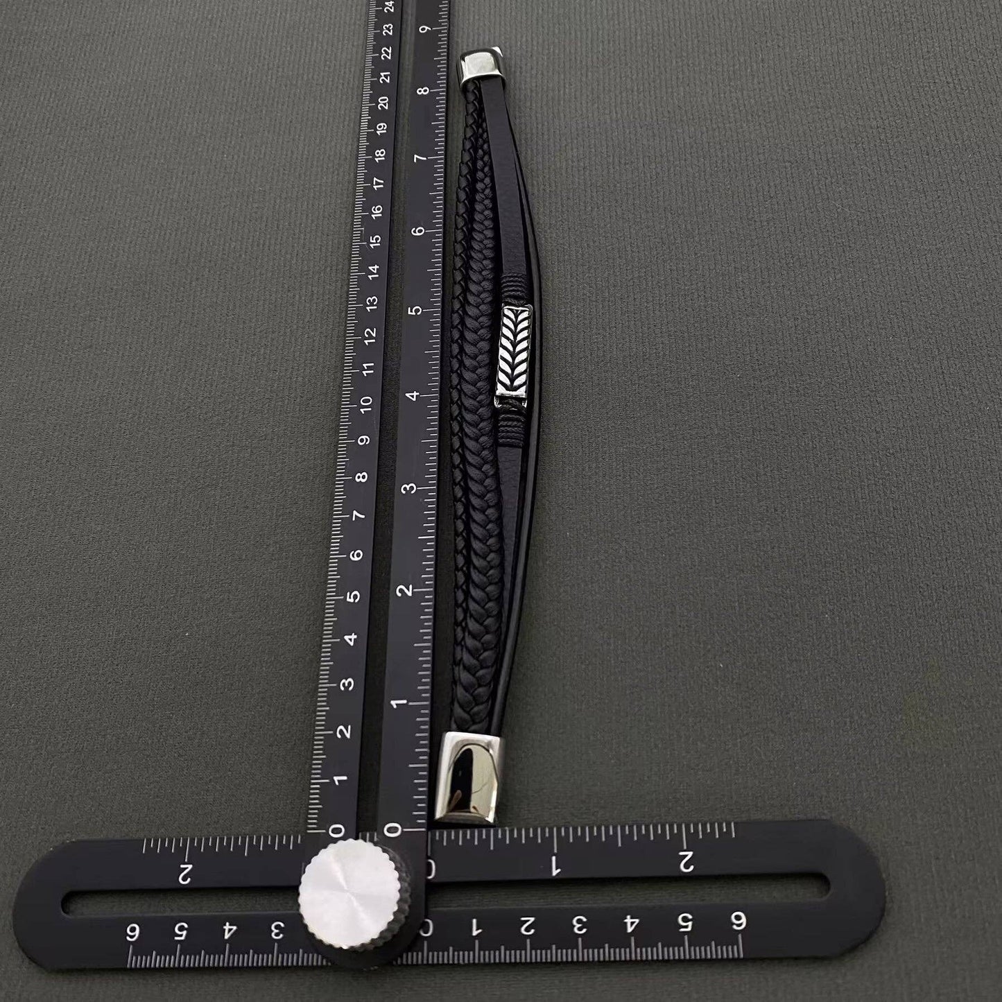 Men's S.Steel Charm Multi-layer Leather Braided Bracelet