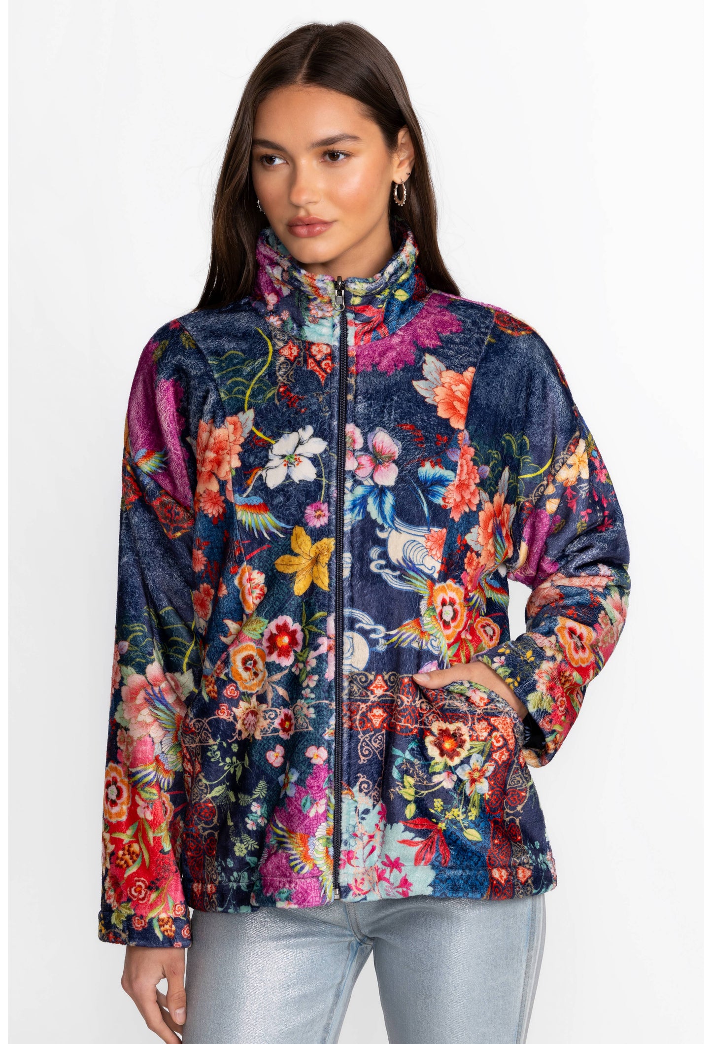 Joan Zip Sherpa Jacket - McDreamer Night