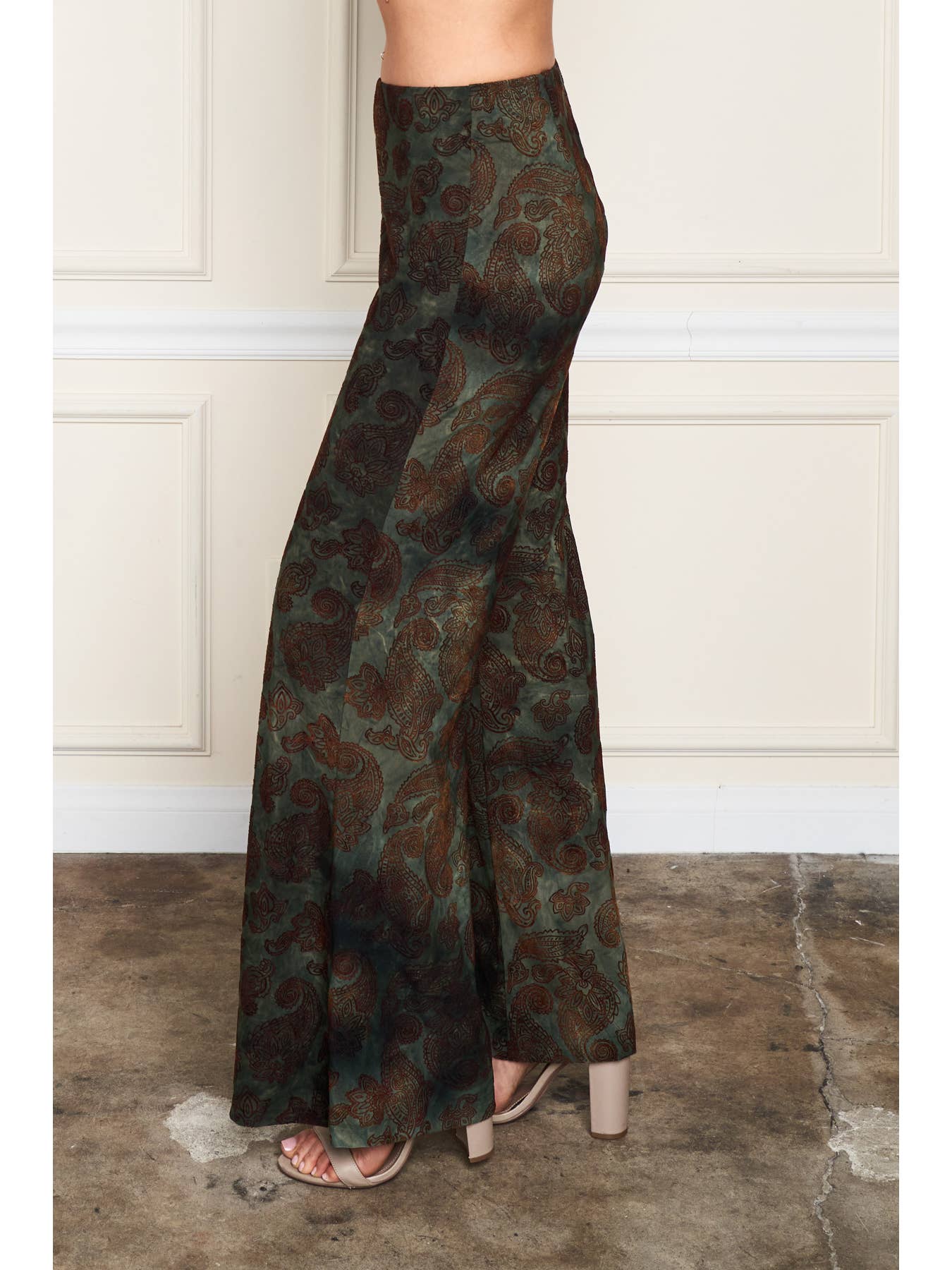 Flocked Palazzo Pant - Paisley