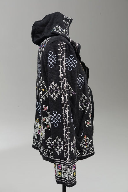 Double Knit Embroidered Hooded Cardigan - La De Da