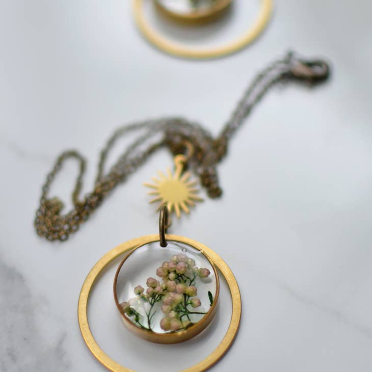 Riceflower Circle Botanical Necklace - La De Da