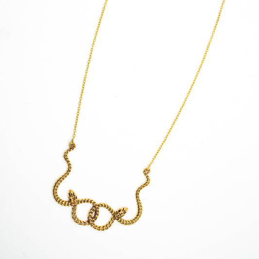 Brass Entwined Snake Necklace