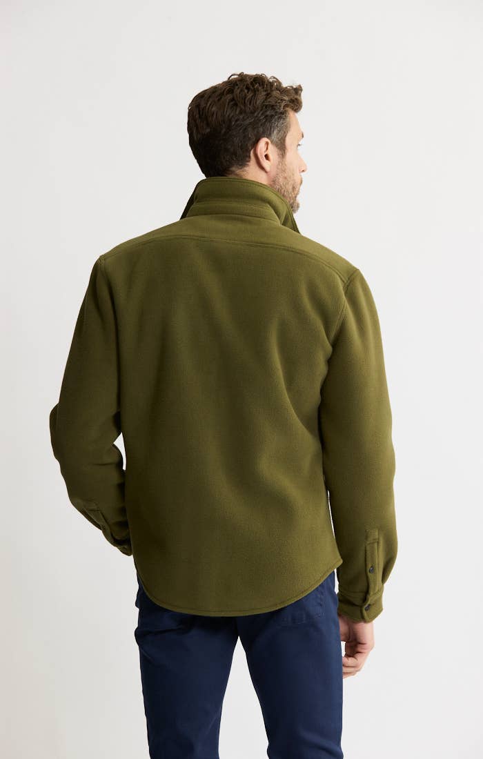 Sherpa Bonded Polar Fleece Shirt Jacket - Olive