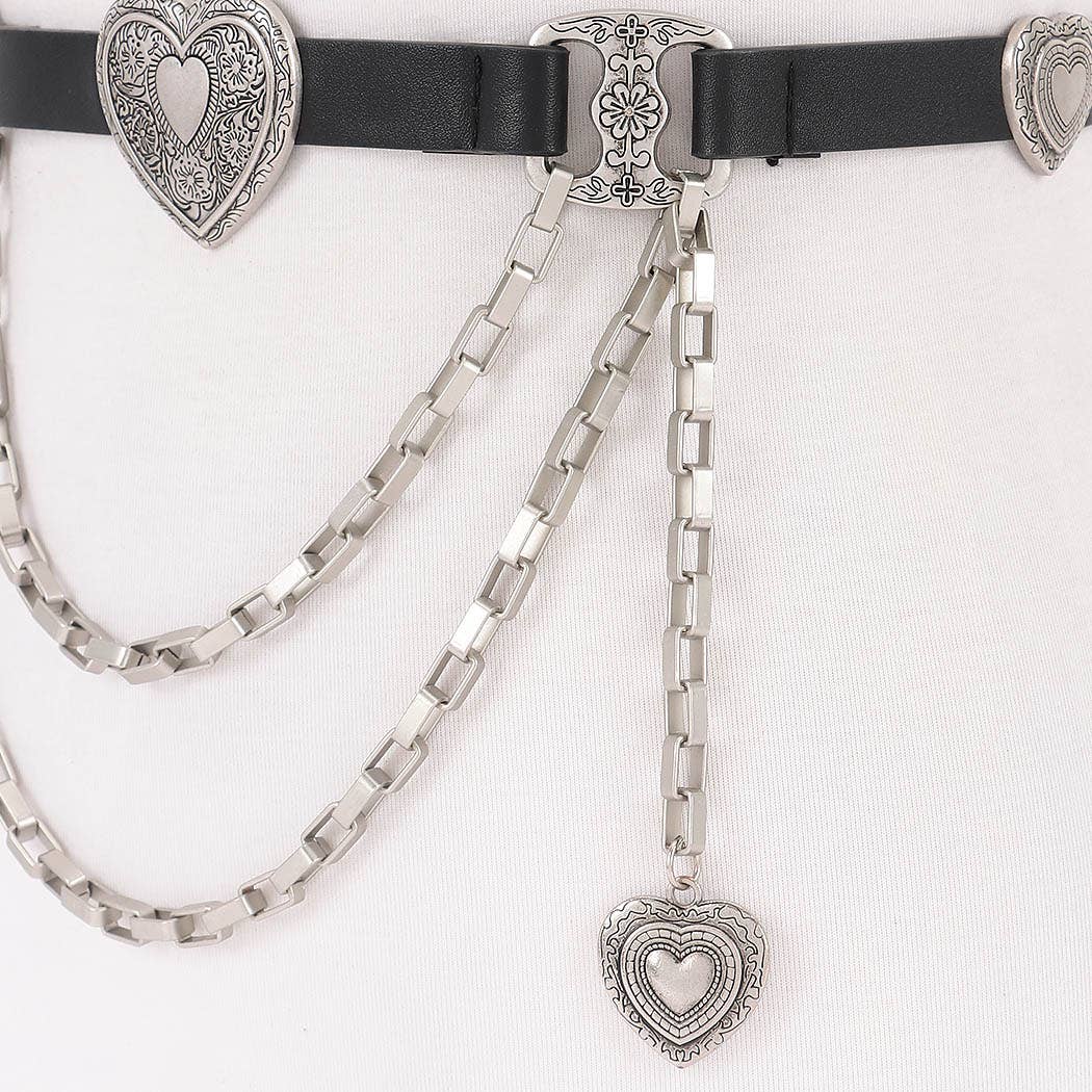 Faux Leather Multi Metal Belt - BKATS