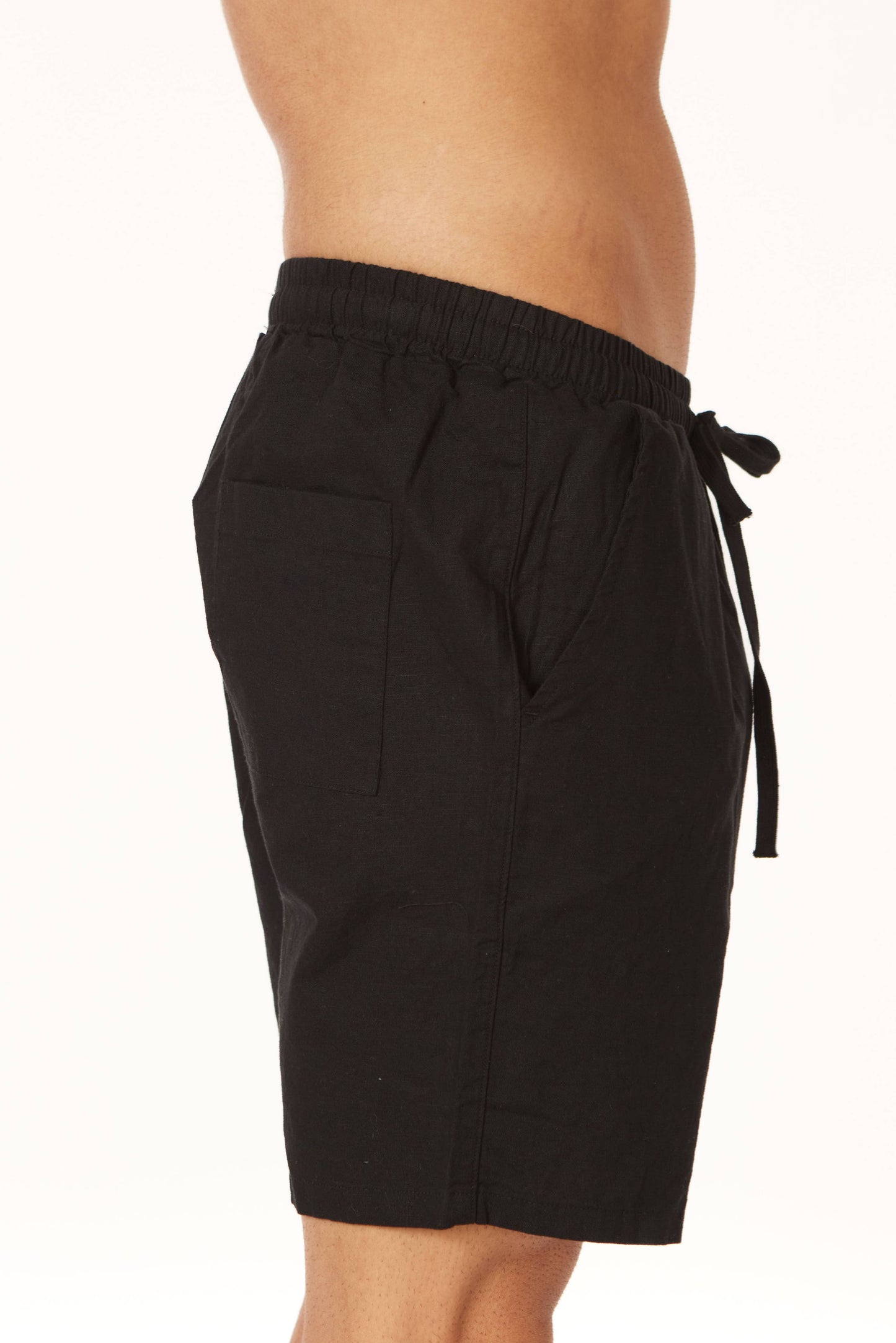 Men's Linen blend Shorts - Black