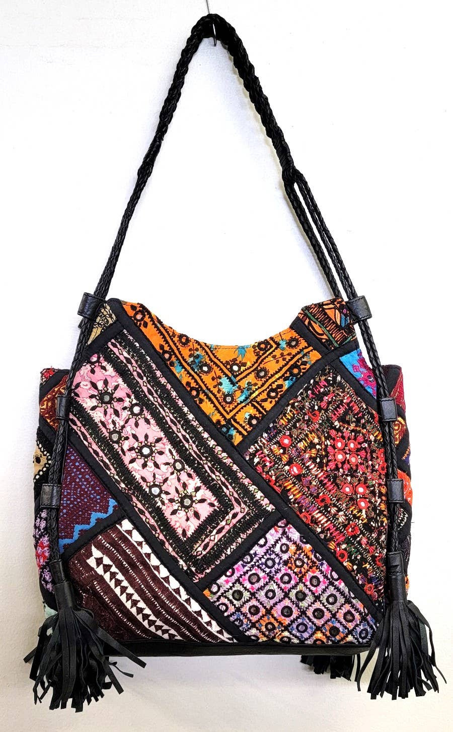 Bohemian Leather Banjara Tote - Black