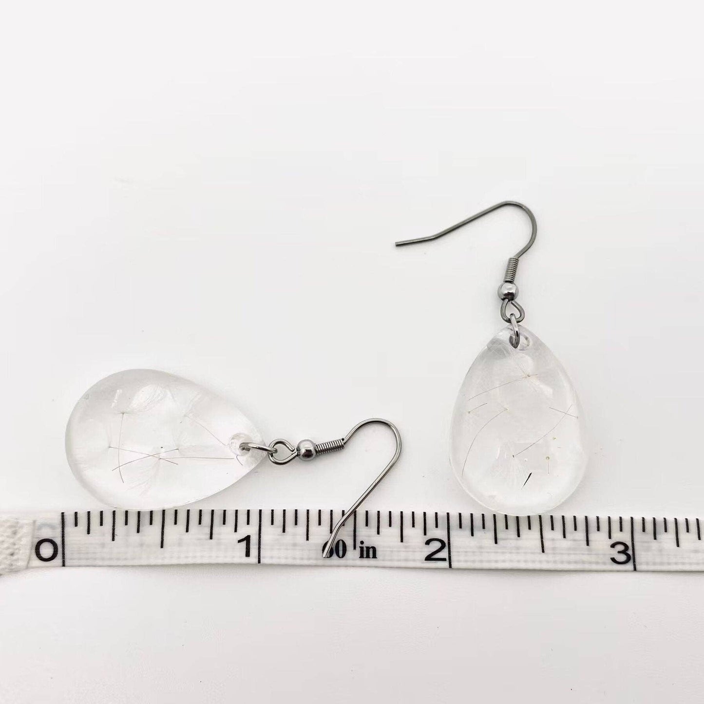 Dandelion Dried Plant Teardrop Dangle Earrings