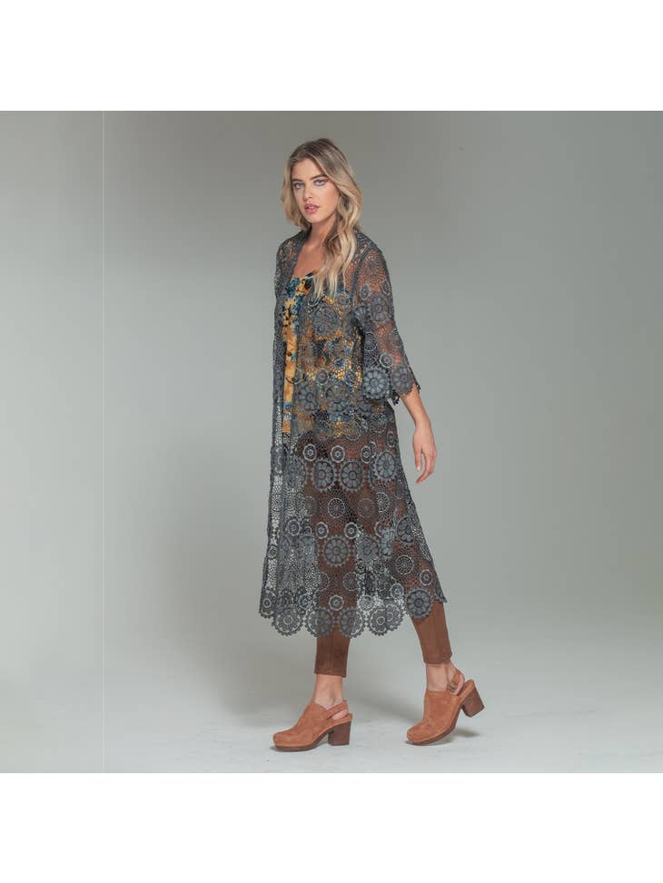 Crochet Lace Duster - Slate - La De Da