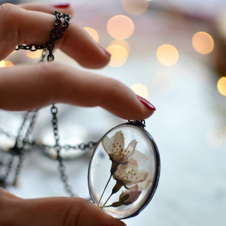 Pressed Cherry Blossom Necklace - La De Da
