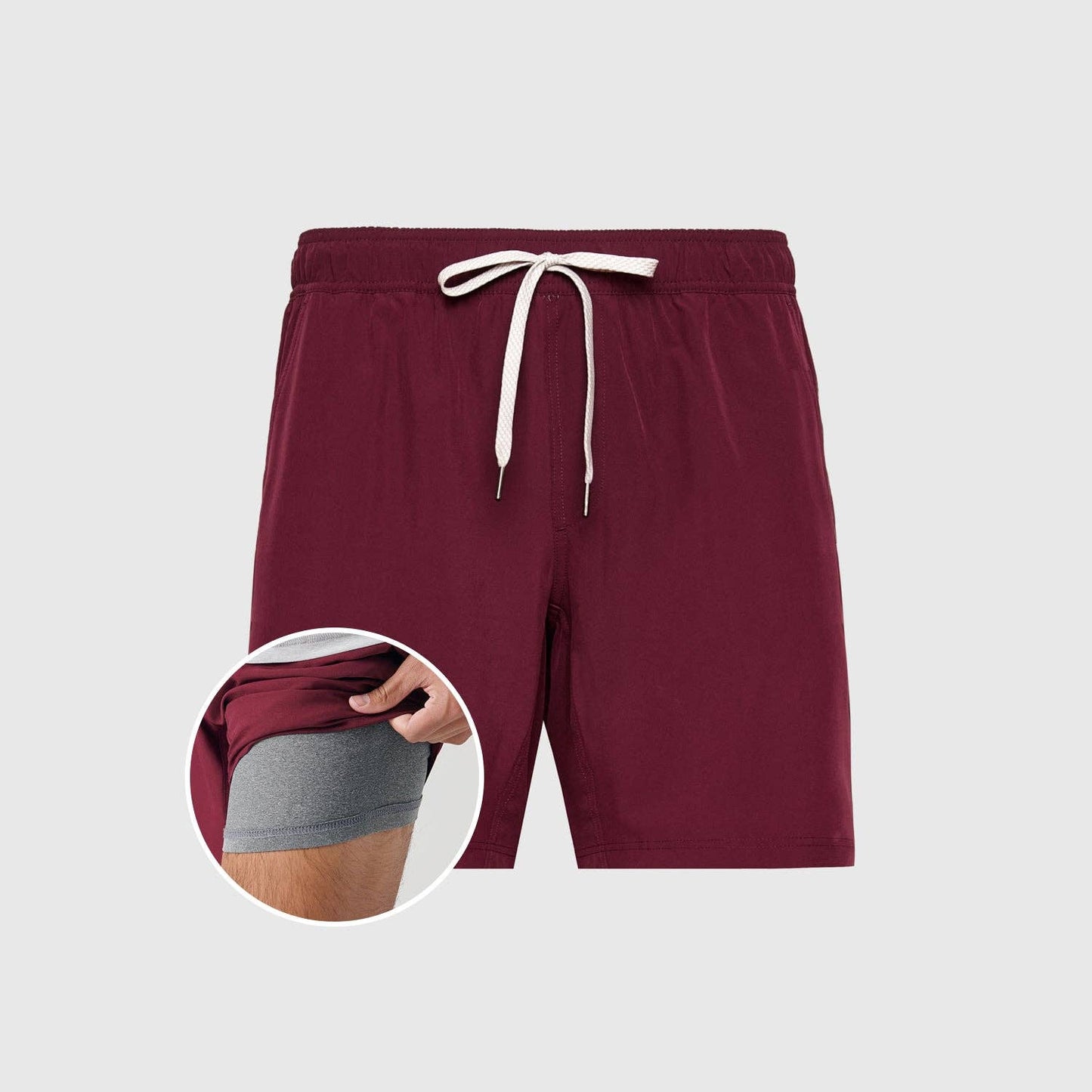 Active Quick Dry Shorts W/ Liner - Burgundy