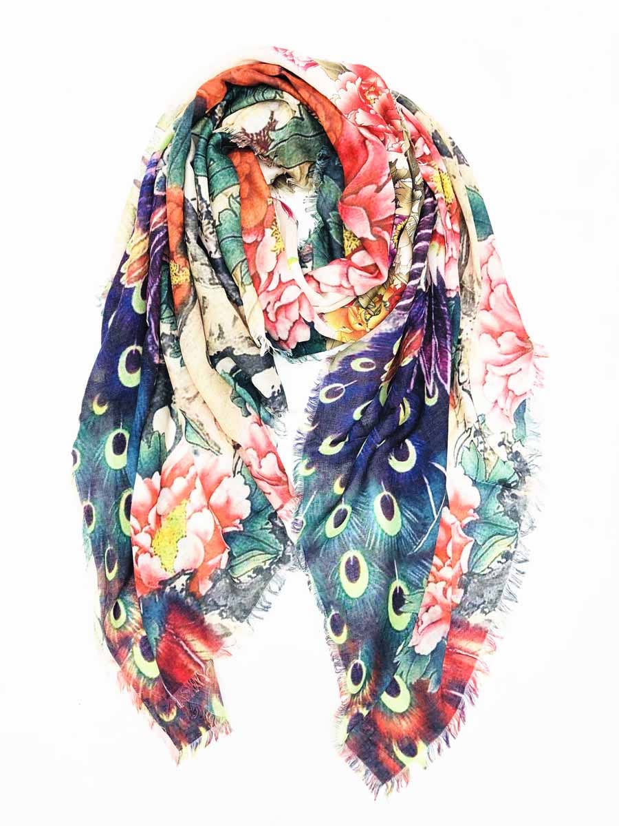 Multi Phoenix & Peony Scarf