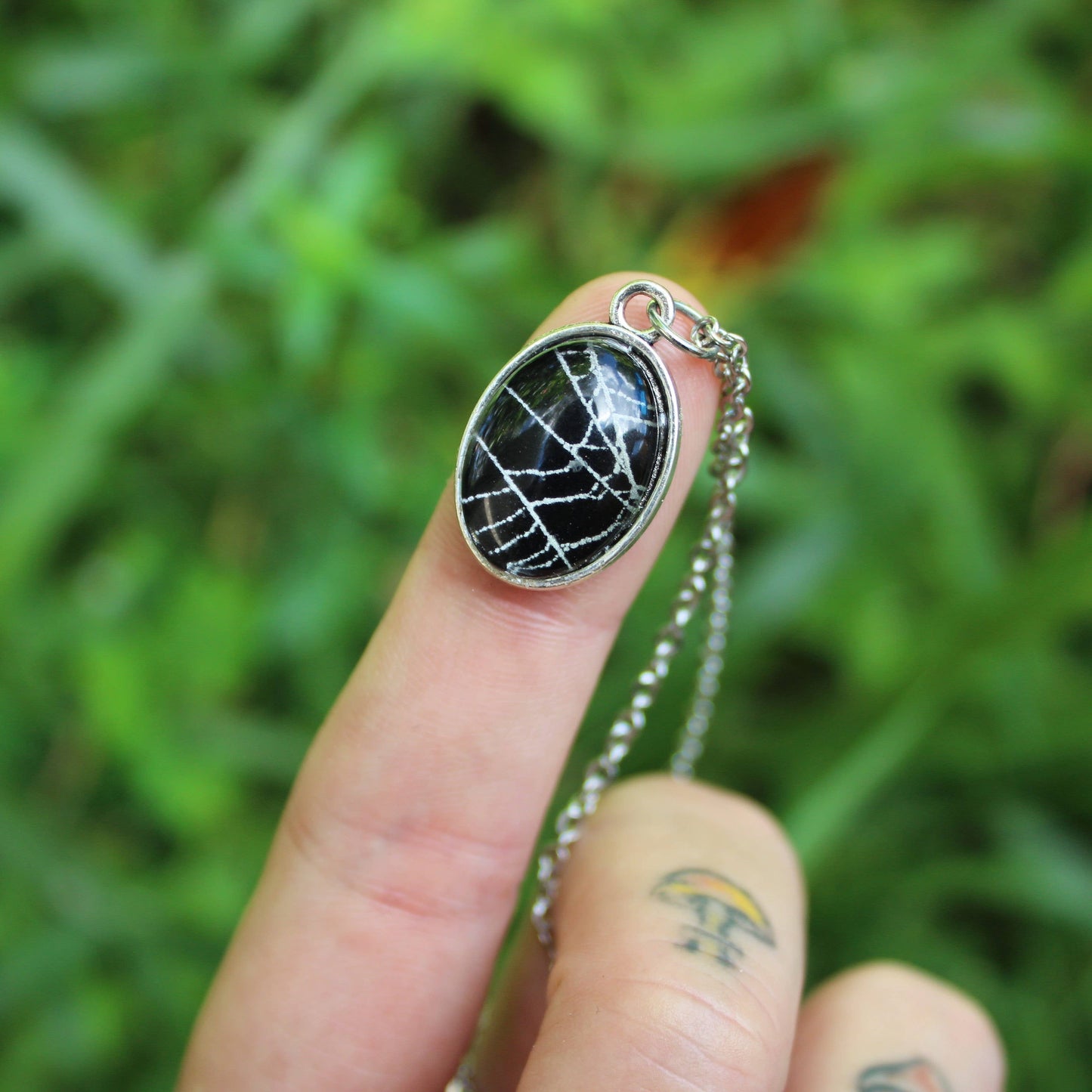 Mini Real Spider Web Necklace - Stainless Steel