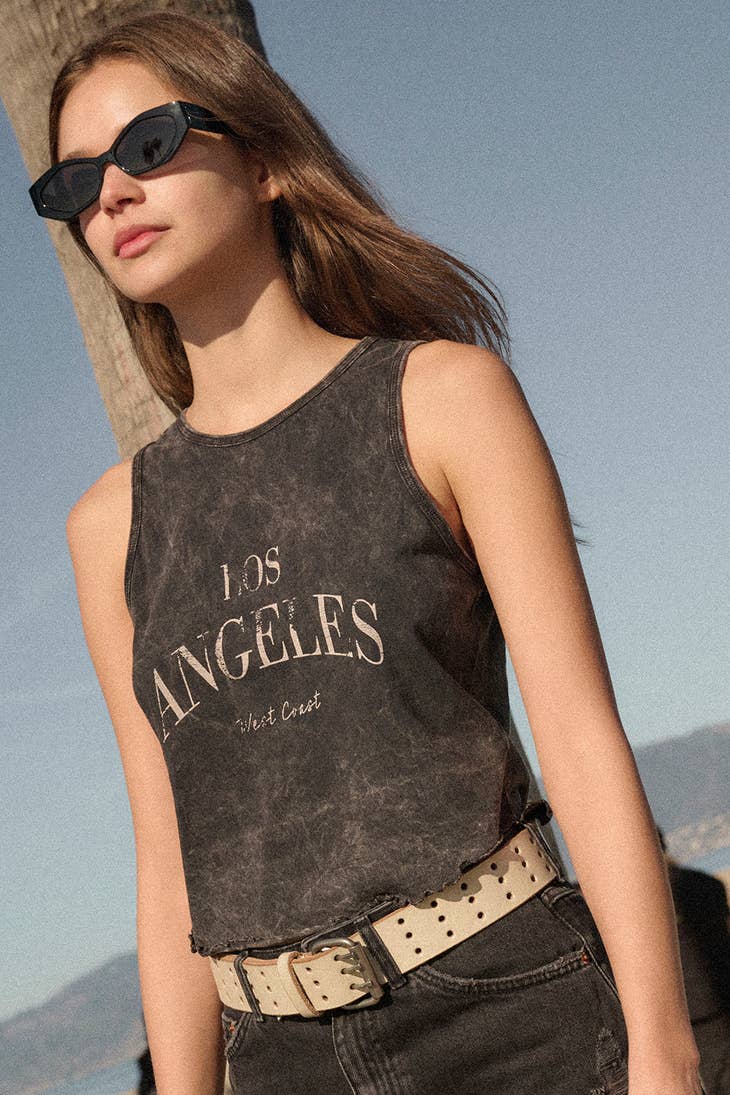 LA Mineral Washed Graphic Tank - La De Da