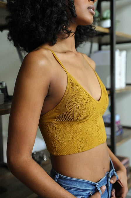Seamless Padded V Neck Brami Sunflower - La De Da