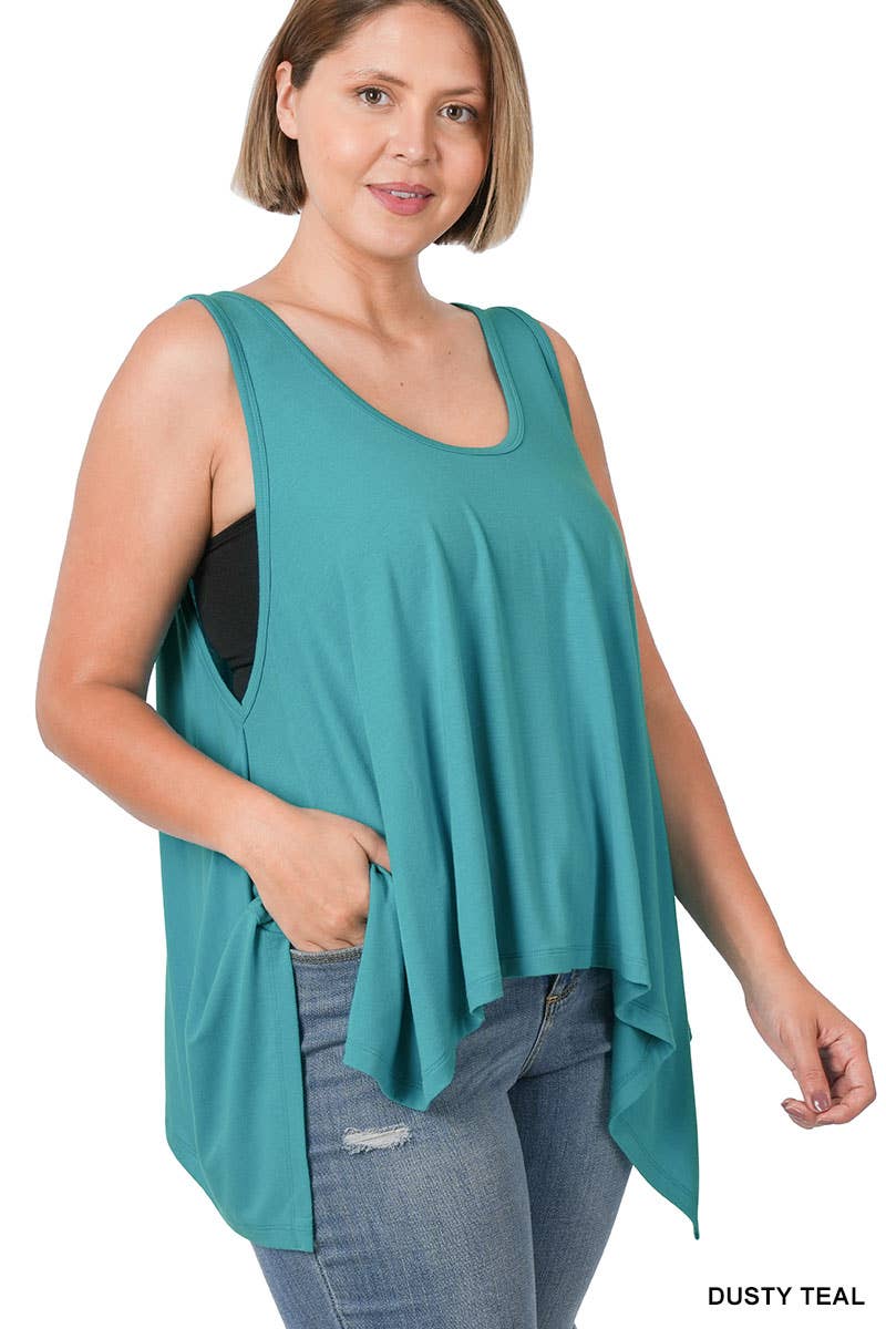 PLUS SIZE Layering draping top - DUSTY TEAL