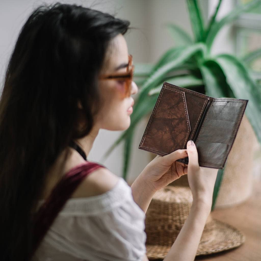 Leather Passport Wallet - Brown