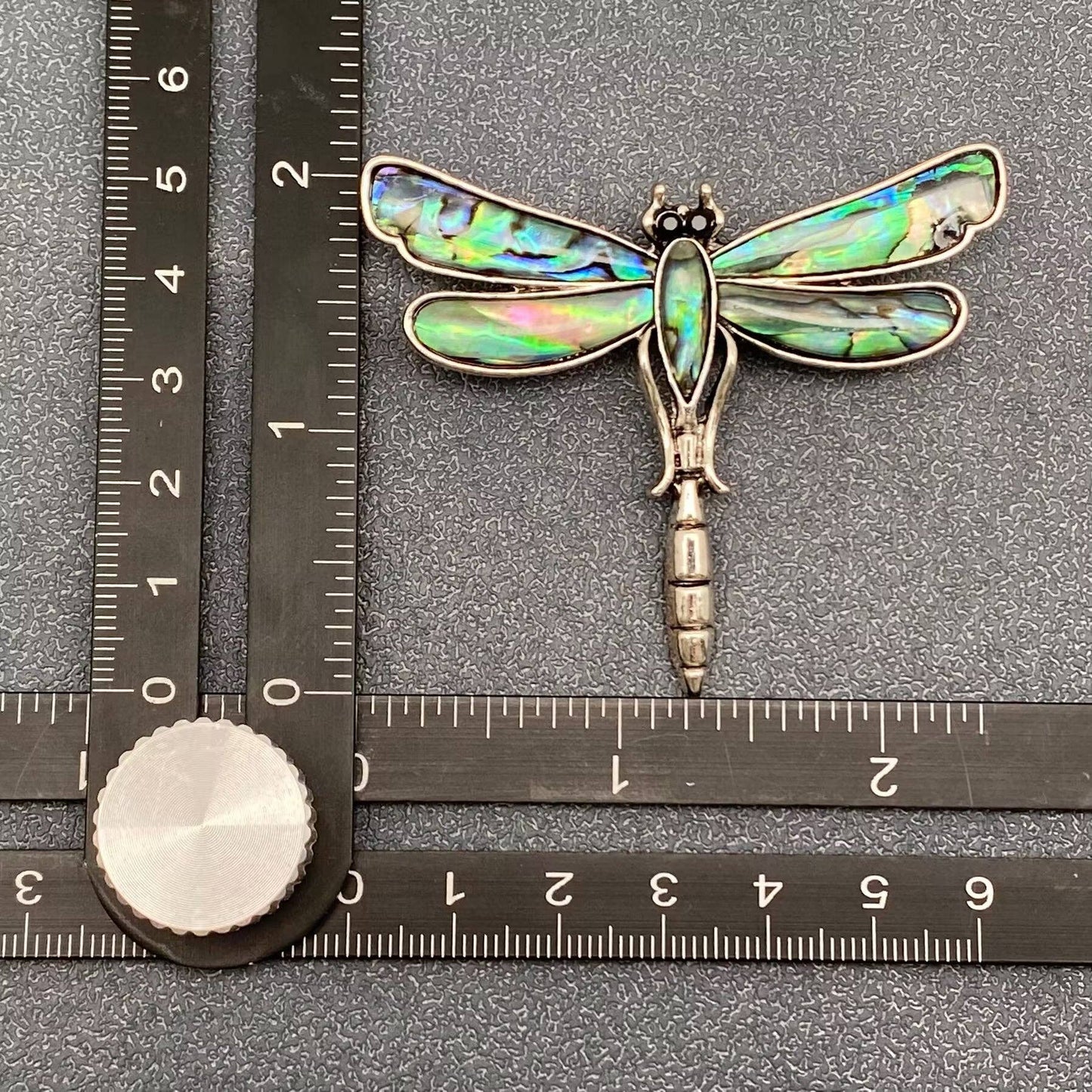 Abalone Shell Silver Tone Dragonfly Brooch