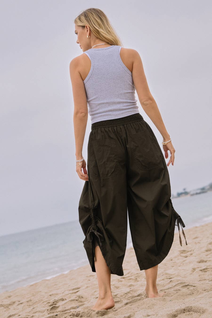 Plus Cotton Wide Leg Pants - Black