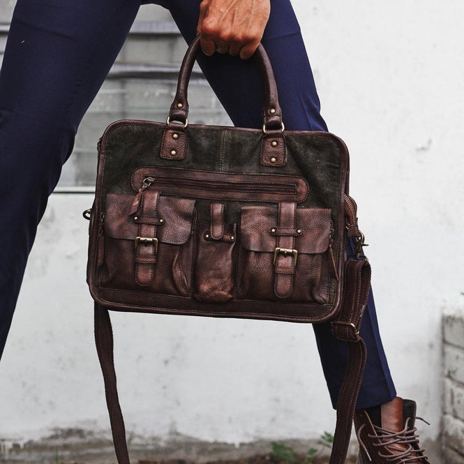 Boomsma Leather Messenger Bag - Brown - La De Da