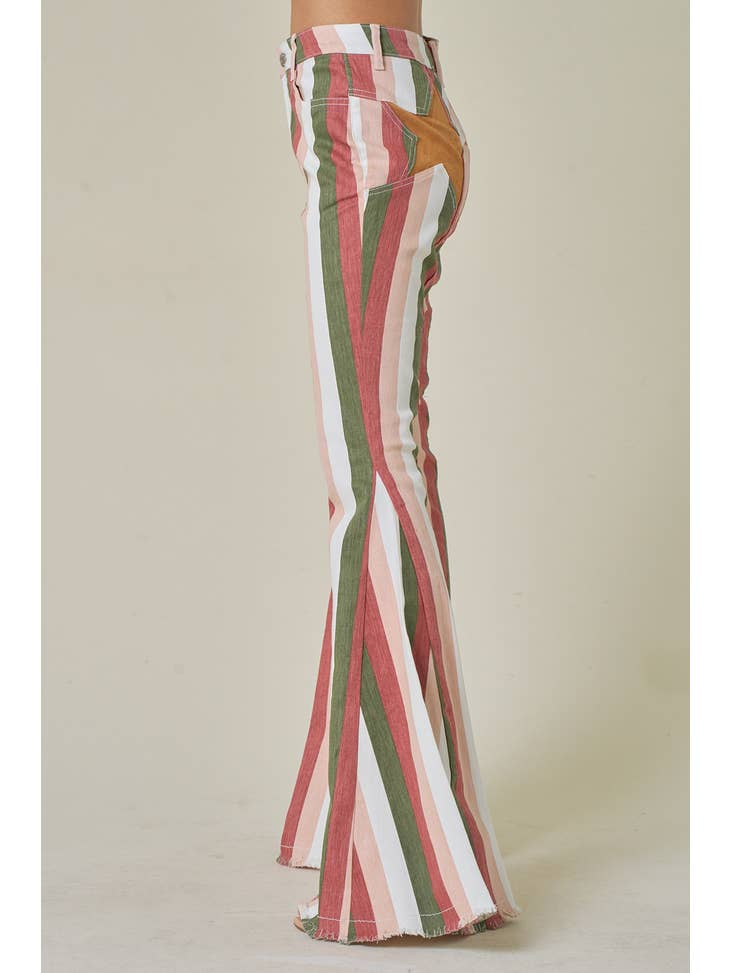 Terracotta Stripes Star Backed Flares - La De Da