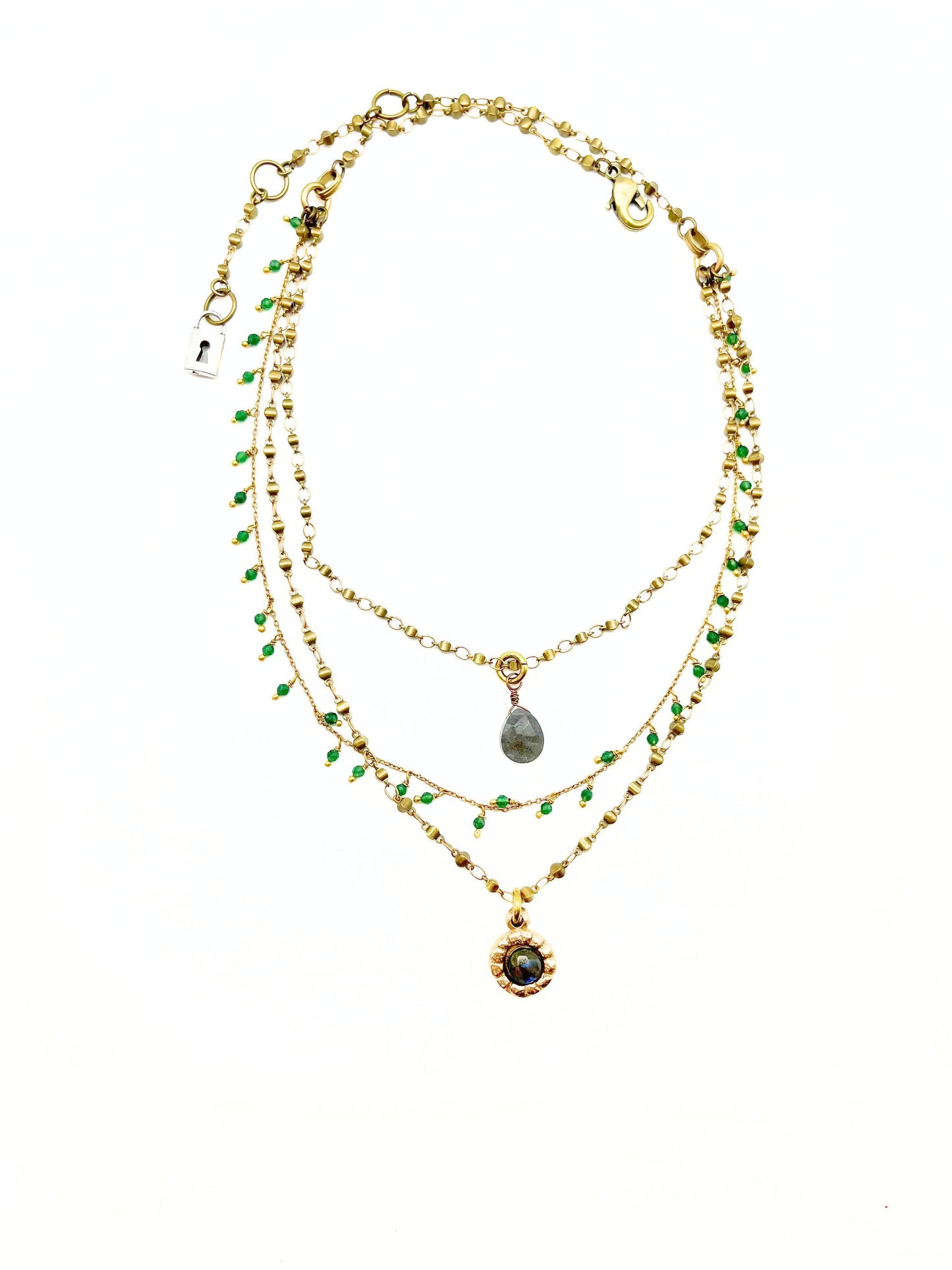 Triple Strand Delicate Necklace - Labradorite