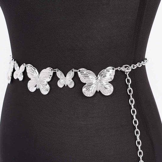 Multi Butterfly Chain Belt - Silver