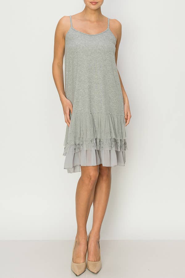 DRESS EXTENDER WITH LACE LAYER - GREY DRESS EXTENDER WITH LACE LAYER - GREY