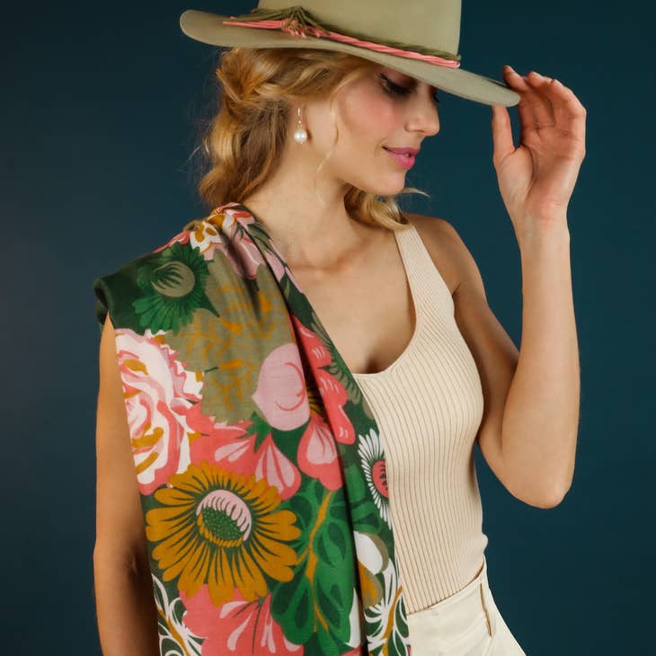 Print Folk Art Floral Scarf - La De Da