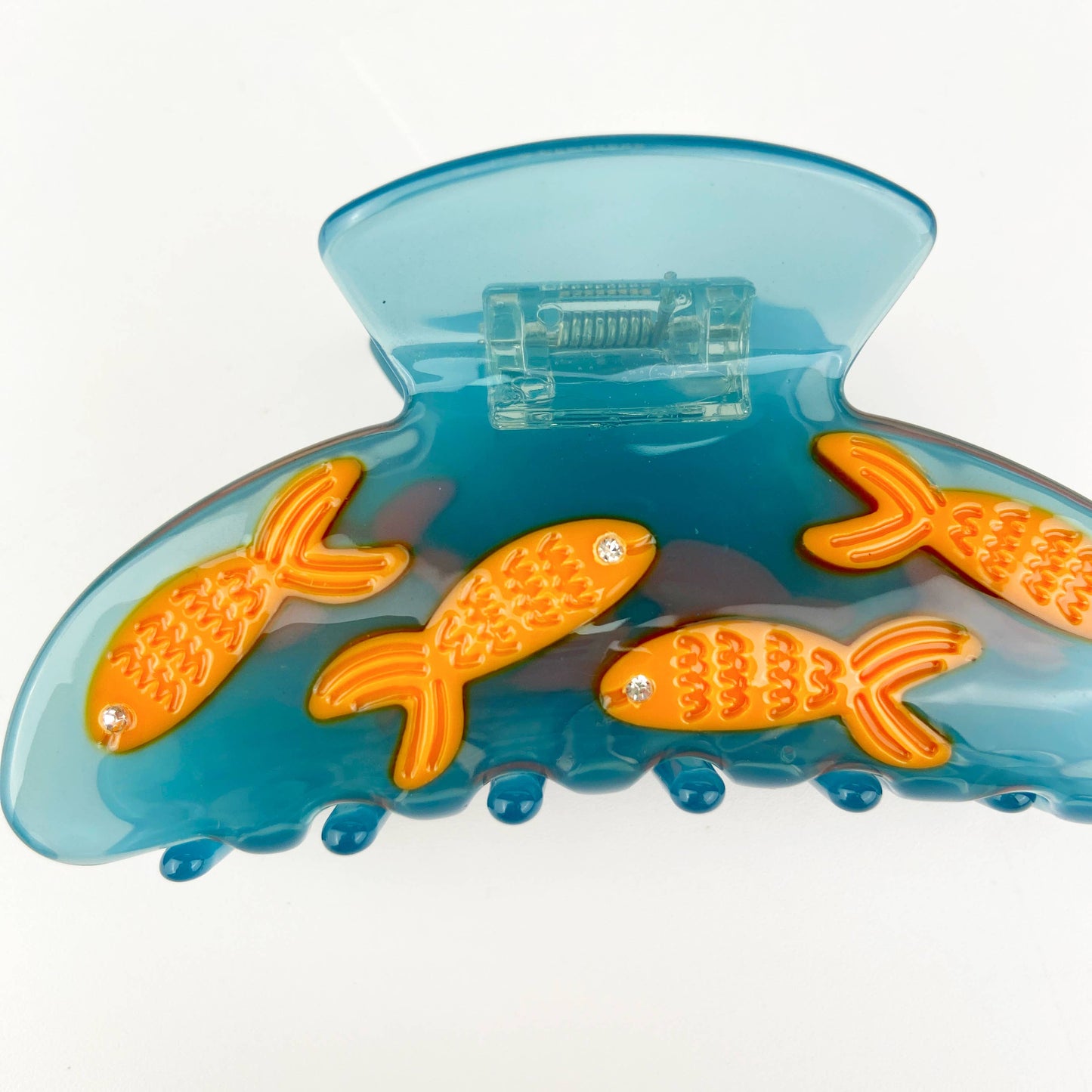 Blue goldfish bowl transparent acetate hair claw clip - Light blue