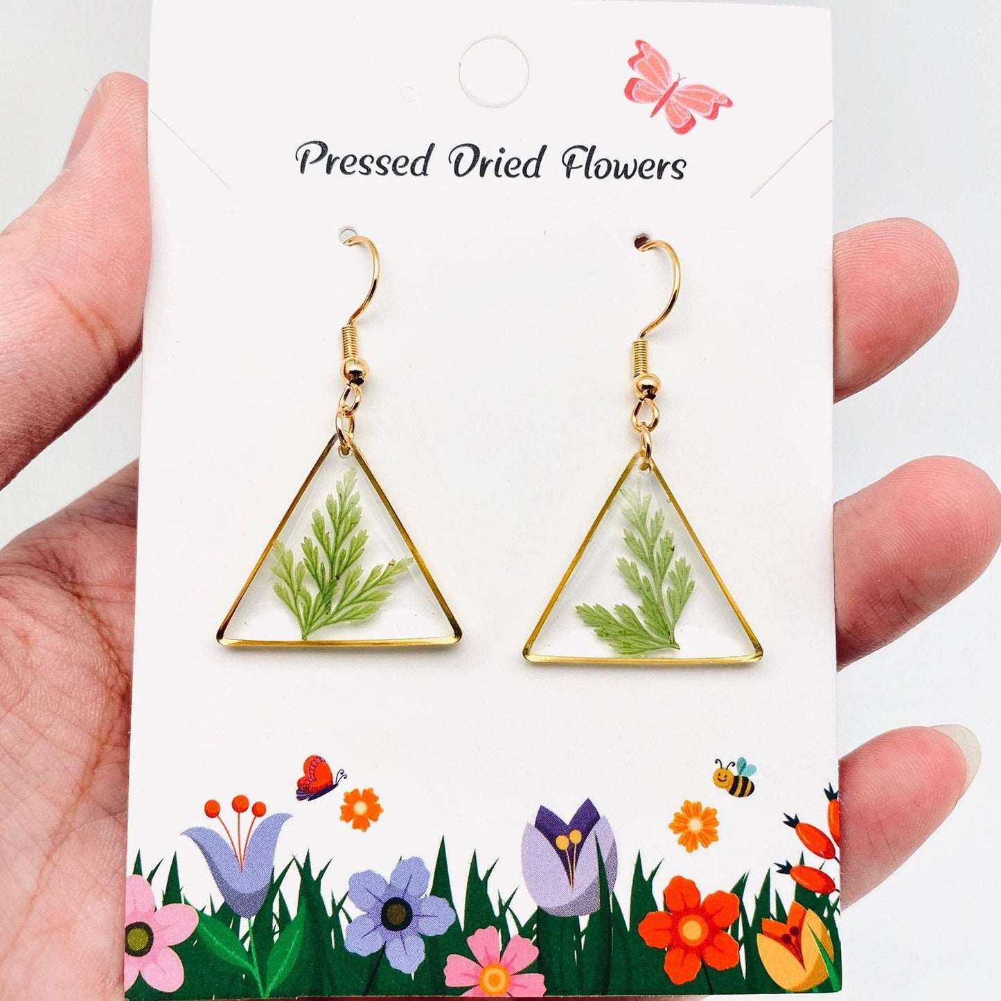 Dried Fern Leaves Pressed Plant Earrings