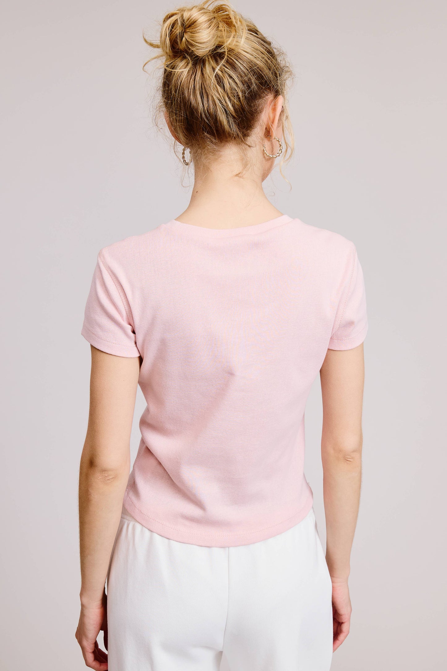 Short Sleeve, Solid Knit Baby Tee - Baby Pink