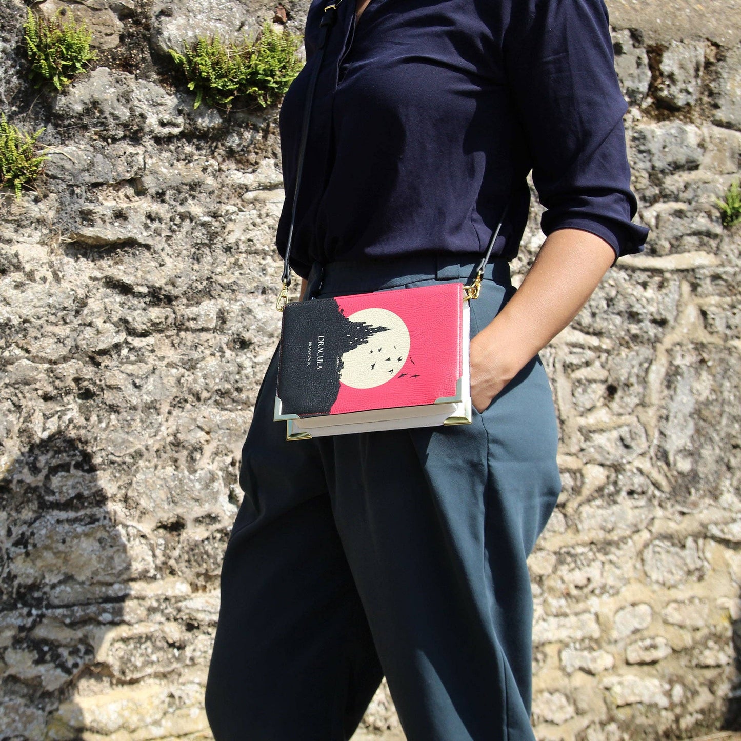 Dracula Moon Red Book Crossbody Clutch Handbag - Small
