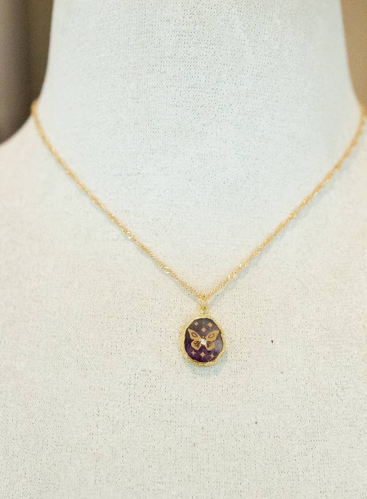 Amethyst Butterfly Necklace - La De Da