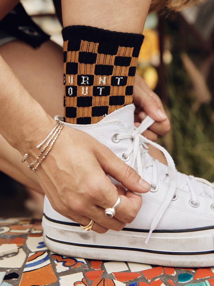 Burnt Out Vintage Style Crew Socks - La De Da