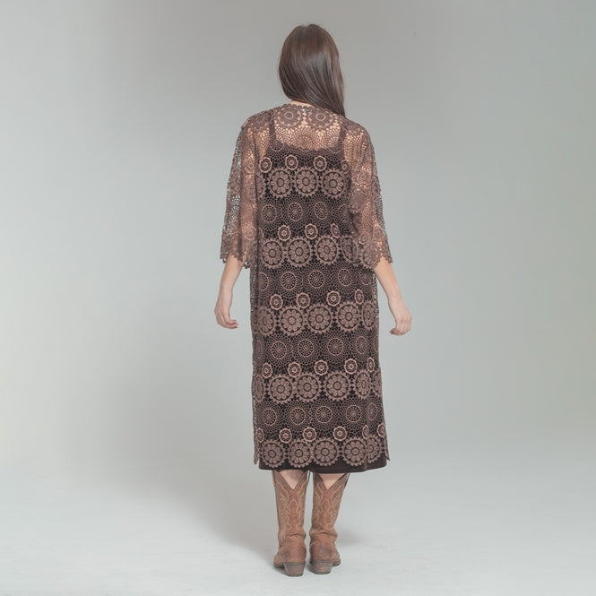 Crochet Lace Duster - Coffee - La De Da
