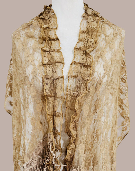 Lace Scarf Shawl โ Khaki