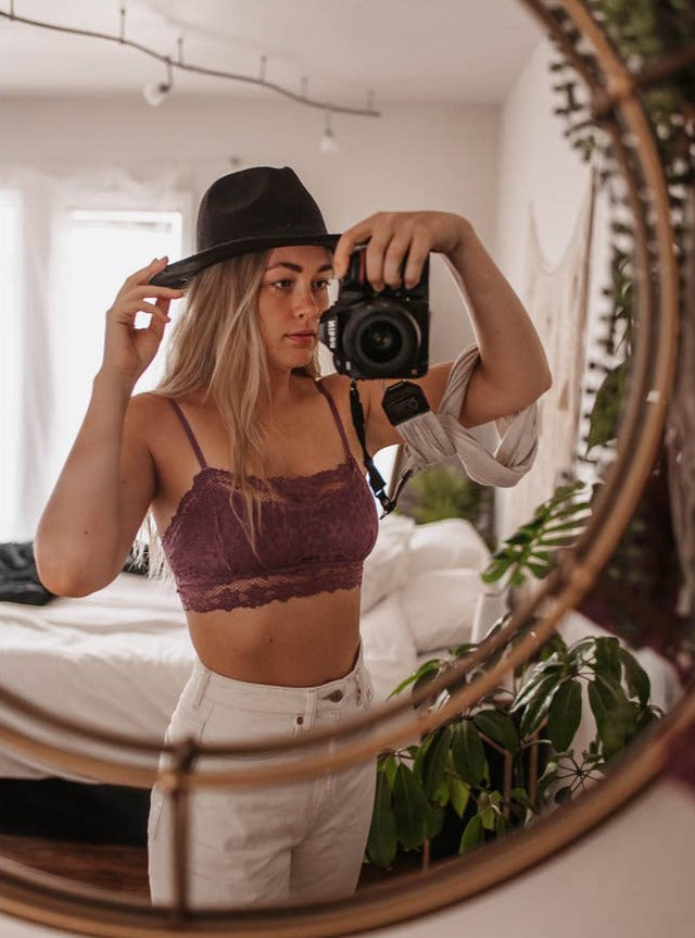 Mauve Bandeau Floral Bralette - La De Da
