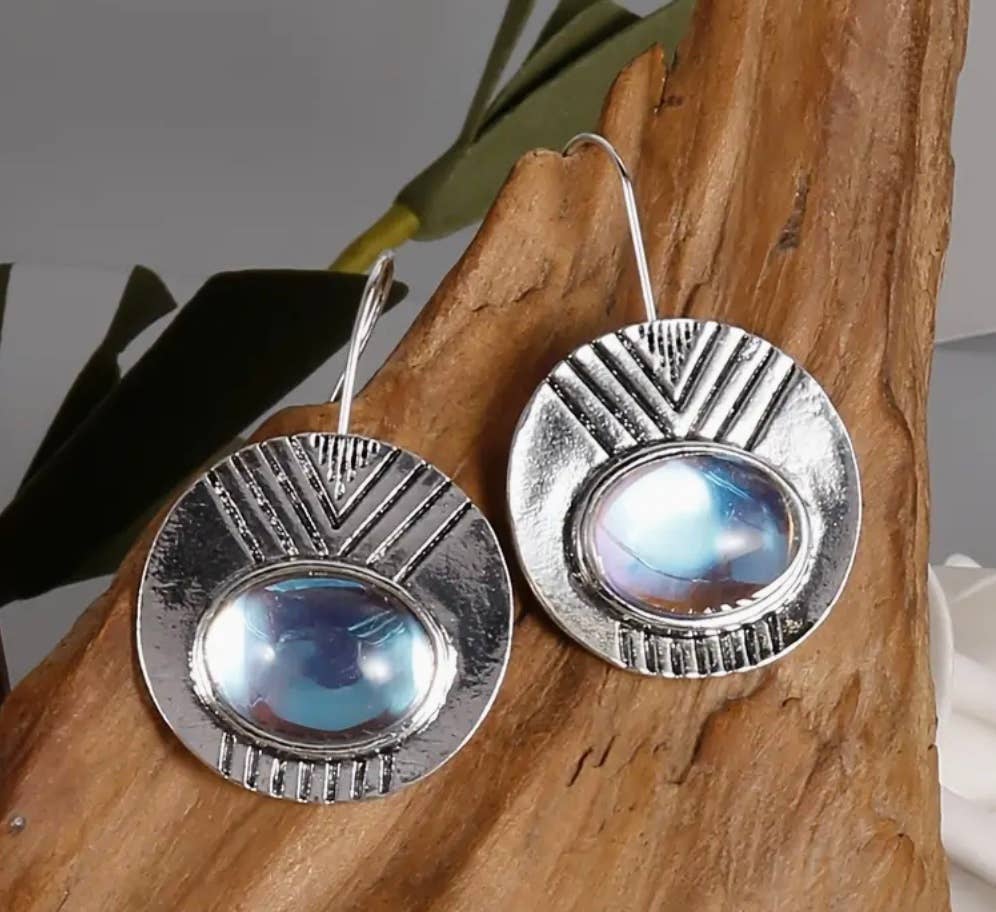 Vintage Oval Cut Gem Earrings