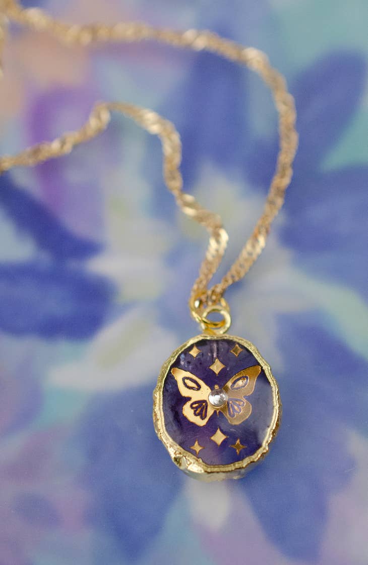 Amethyst Butterfly Necklace - La De Da