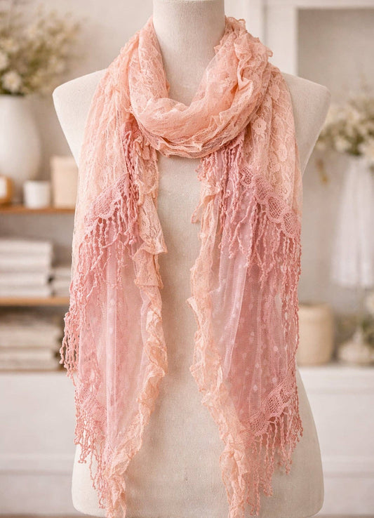 Lace Scarf Shawl โCoral