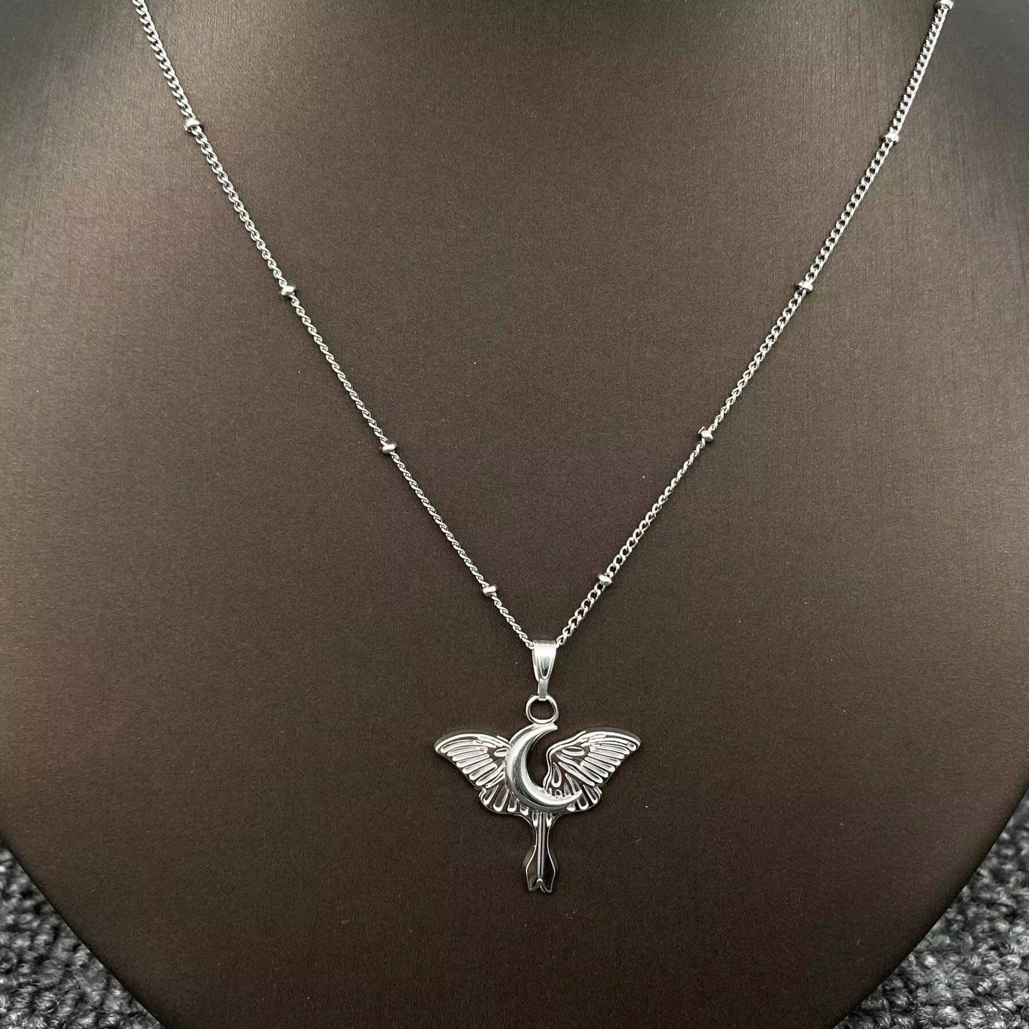 Moon Moth Wings Charm Necklace