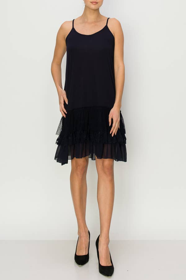 DRESS EXTENDER WITH LACE LAYER - BLACK