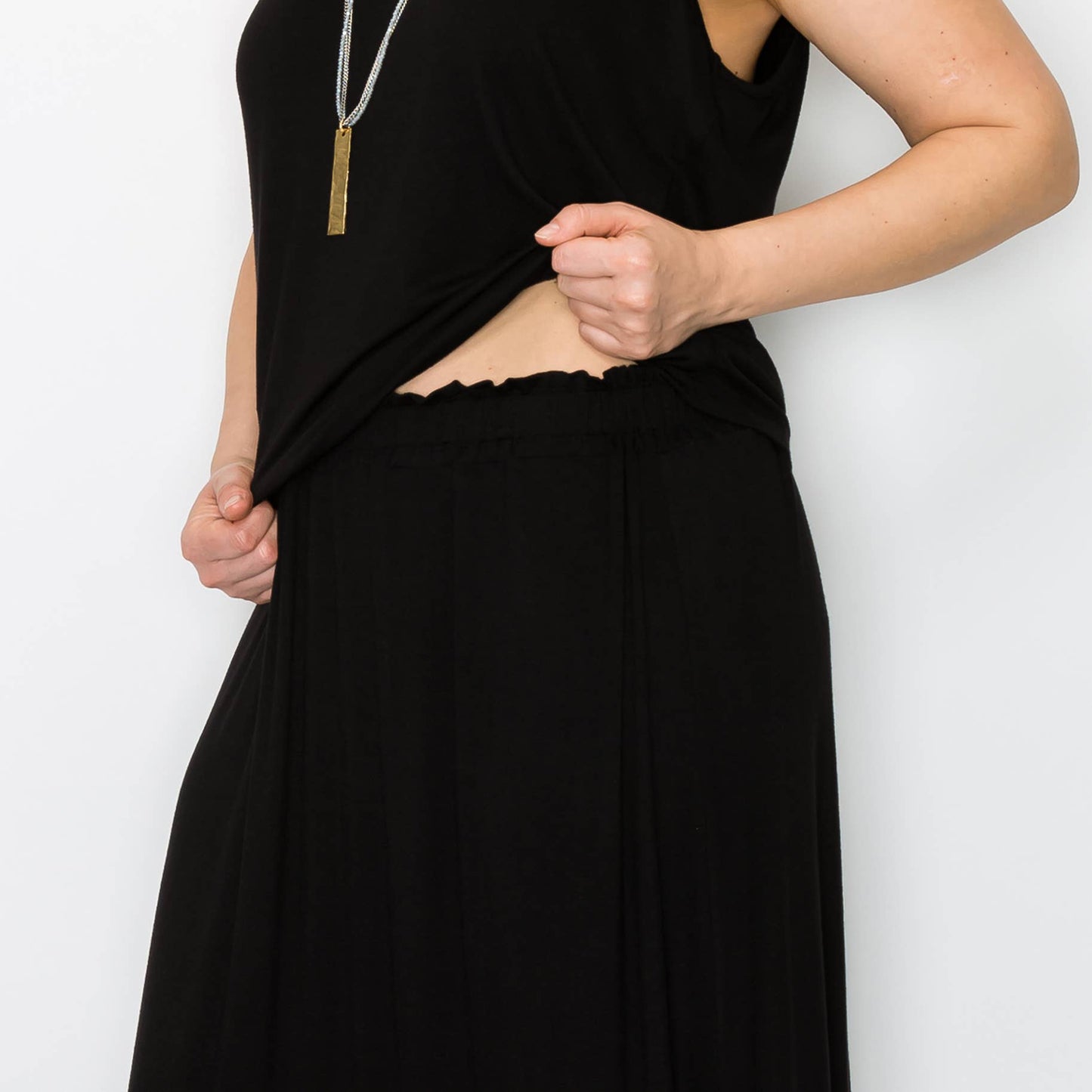 Elastic Waist Maxi Skirt Curve - Black