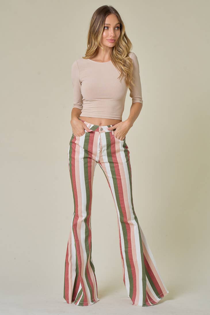 Terracotta Stripes Star Backed Flares - La De Da