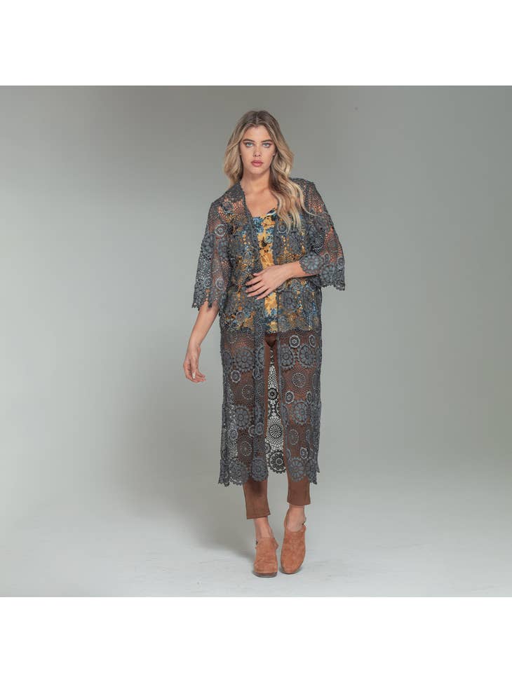 Crochet Lace Duster - Slate - La De Da
