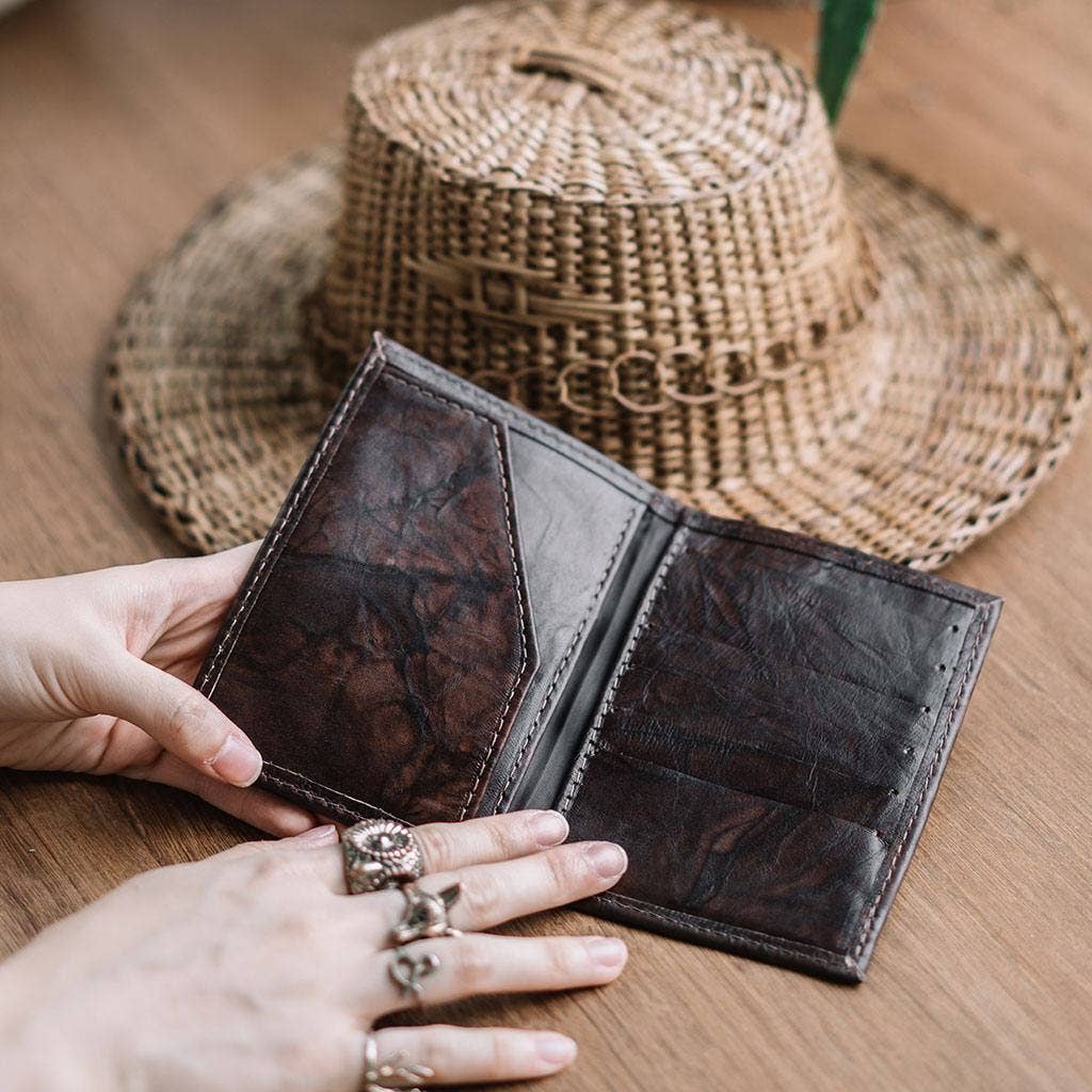 Leather Passport Wallet - Brown