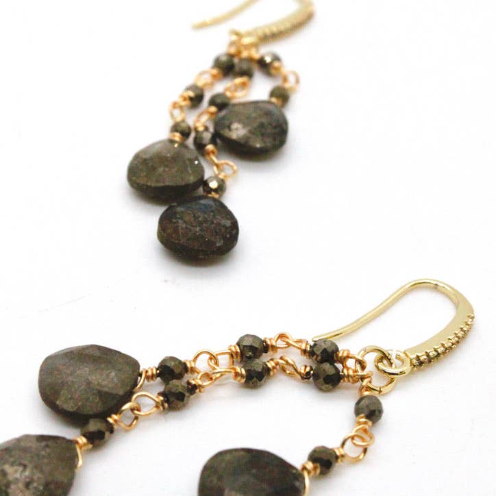 Pyrite Dangle Earrings - La De Da