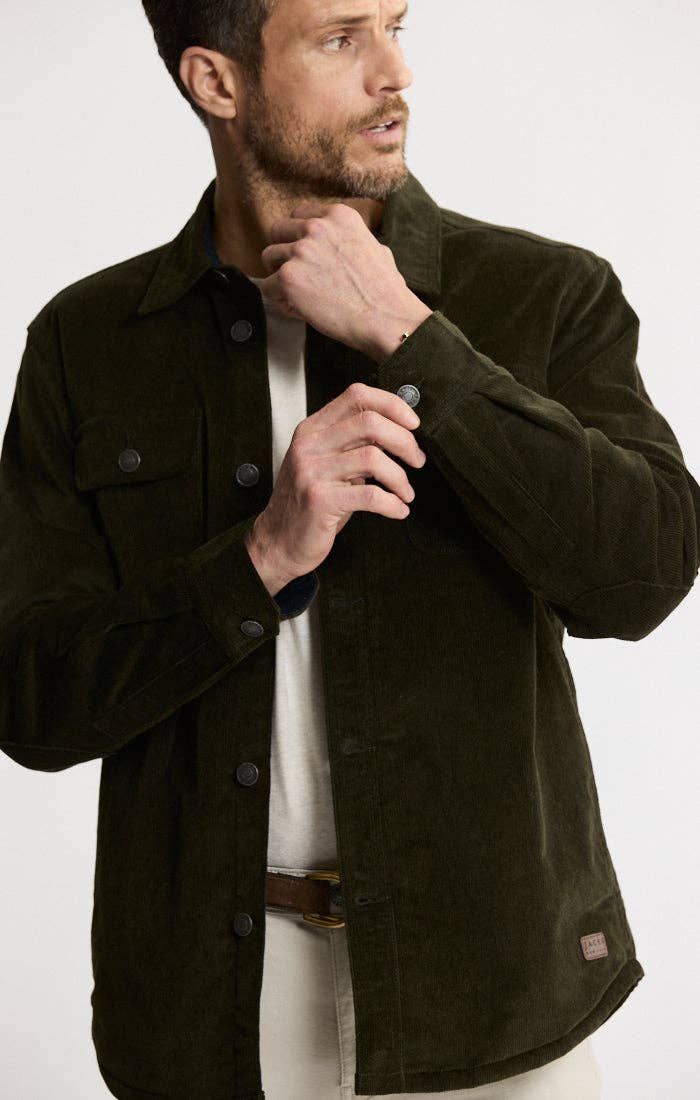 Concord Sherpa Lined Corduroy Shirt Jacket - Olive